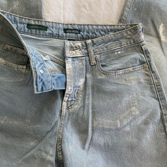 Wild Fable Metallic Silver High-Rise Wide Leg Jeans – Size 6/28 - Picture 4 of 9